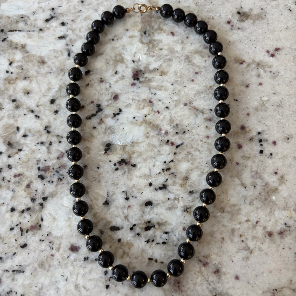 Black & Gold Beaded Necklace